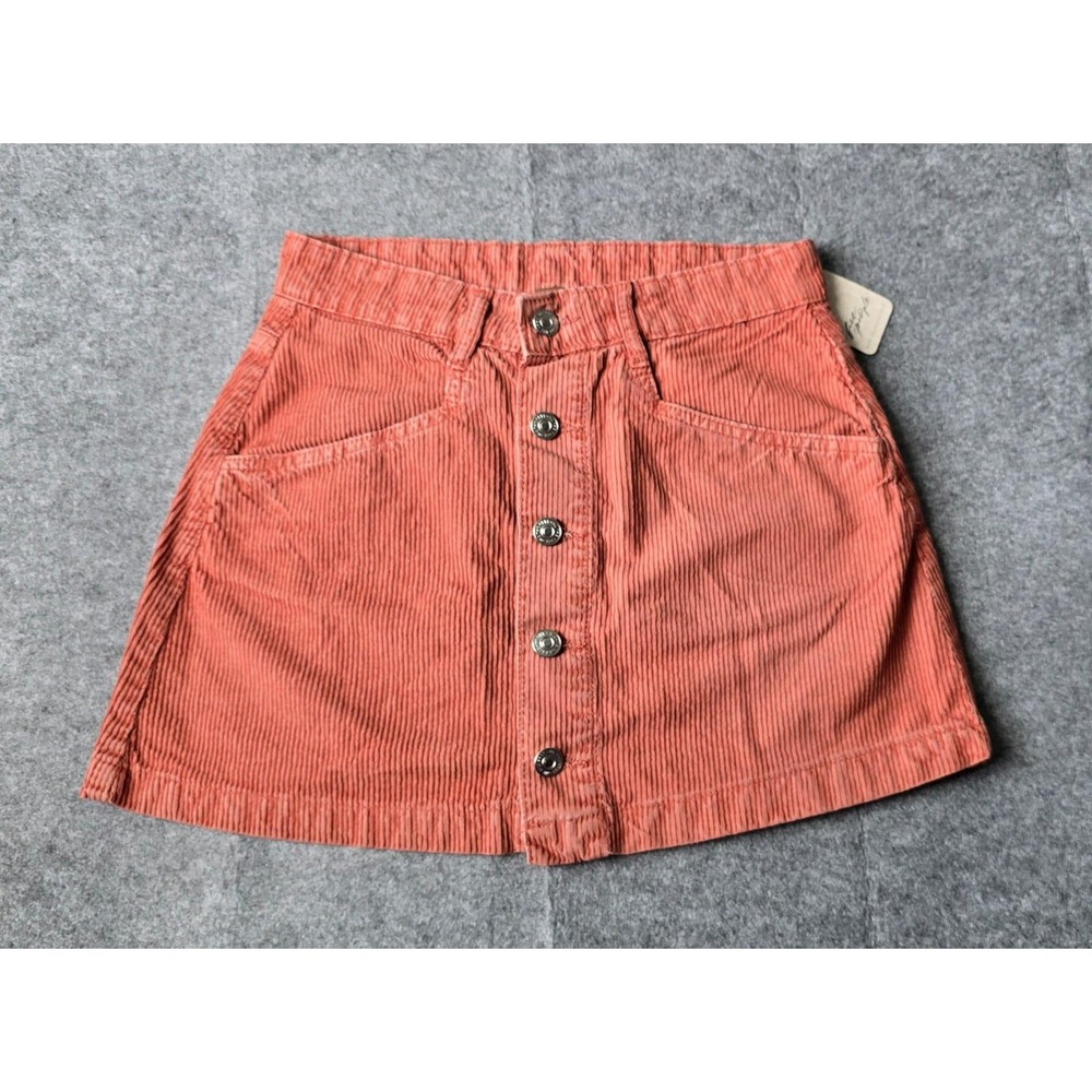 NWT Free People Ray Corduroy Mini Skirt in Terracotta 100% Cotton Size 0